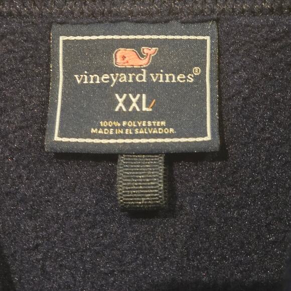Vineyard Vines Men's XXL Navy Blue Harbor Fleece Full-Zip Cozy Vest Preppy Whale - Picture 10 of 11